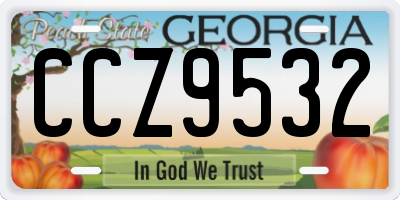 GA license plate CCZ9532