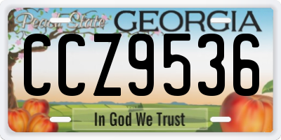 GA license plate CCZ9536