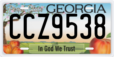GA license plate CCZ9538