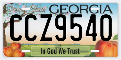 GA license plate CCZ9540