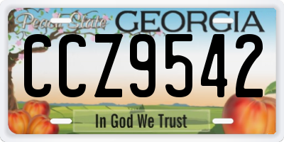GA license plate CCZ9542