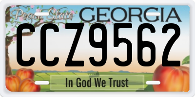 GA license plate CCZ9562