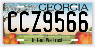 GA license plate CCZ9566