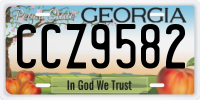 GA license plate CCZ9582