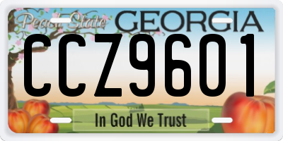 GA license plate CCZ9601