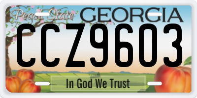 GA license plate CCZ9603