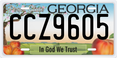 GA license plate CCZ9605