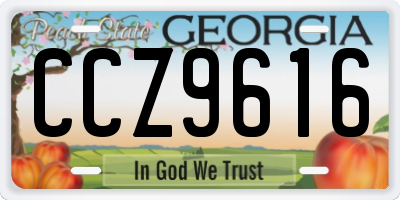 GA license plate CCZ9616