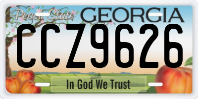 GA license plate CCZ9626