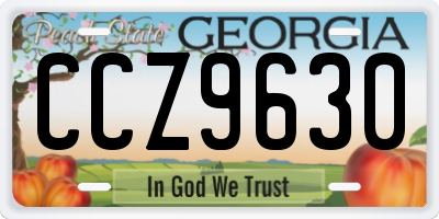 GA license plate CCZ9630