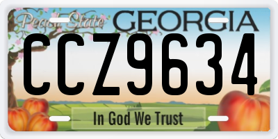 GA license plate CCZ9634