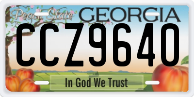 GA license plate CCZ9640