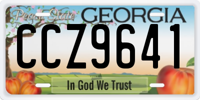 GA license plate CCZ9641
