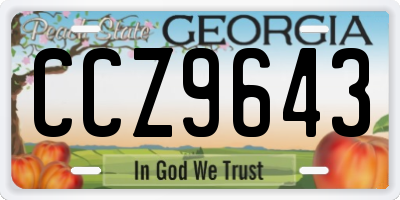 GA license plate CCZ9643