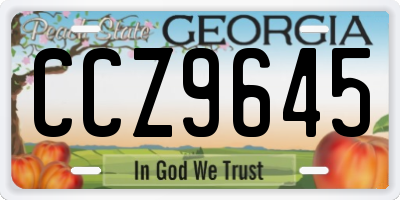 GA license plate CCZ9645
