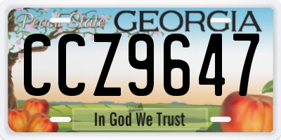 GA license plate CCZ9647