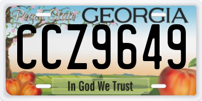 GA license plate CCZ9649