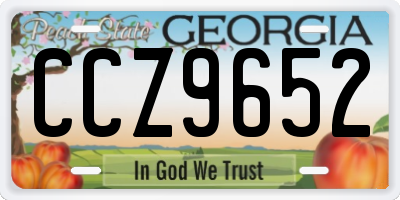 GA license plate CCZ9652
