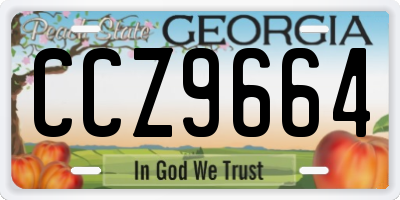 GA license plate CCZ9664