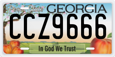 GA license plate CCZ9666