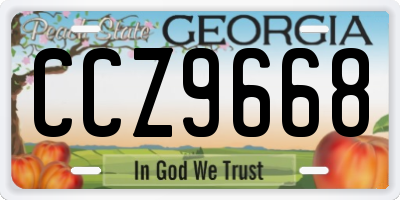 GA license plate CCZ9668