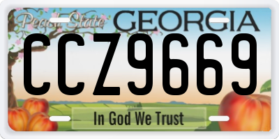 GA license plate CCZ9669