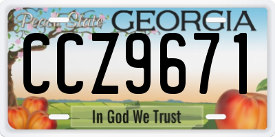 GA license plate CCZ9671