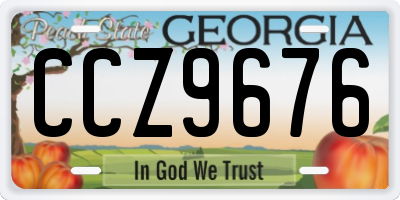 GA license plate CCZ9676