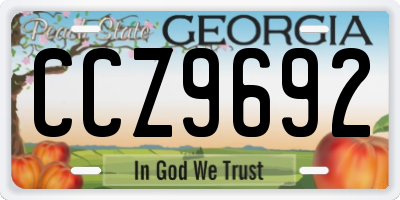 GA license plate CCZ9692