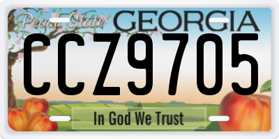 GA license plate CCZ9705