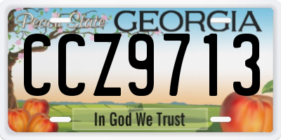 GA license plate CCZ9713