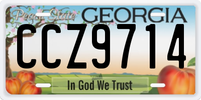 GA license plate CCZ9714