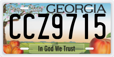 GA license plate CCZ9715