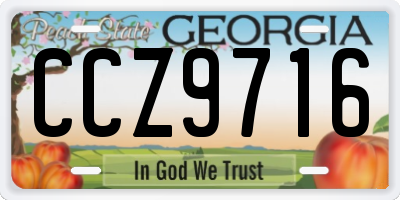 GA license plate CCZ9716