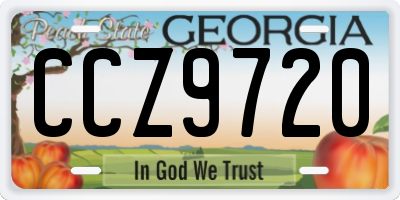 GA license plate CCZ9720