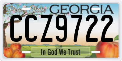 GA license plate CCZ9722