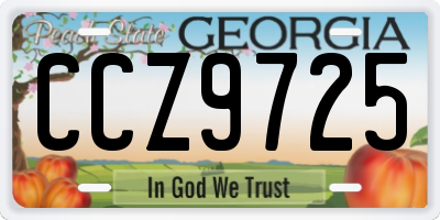 GA license plate CCZ9725