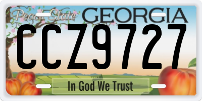GA license plate CCZ9727