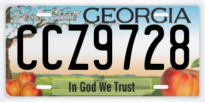 GA license plate CCZ9728