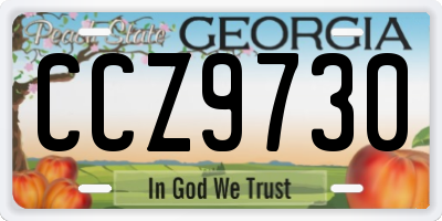 GA license plate CCZ9730