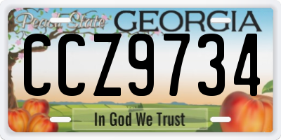 GA license plate CCZ9734