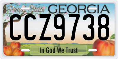 GA license plate CCZ9738