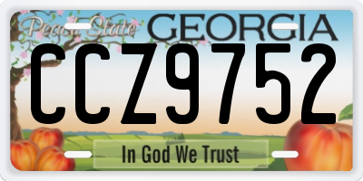 GA license plate CCZ9752