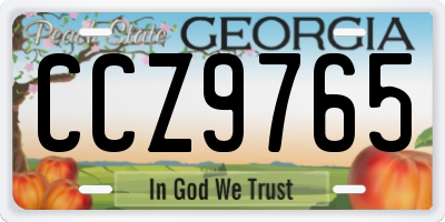GA license plate CCZ9765
