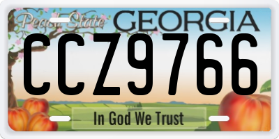 GA license plate CCZ9766