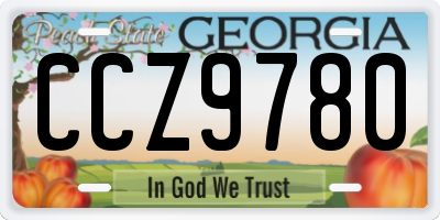 GA license plate CCZ9780