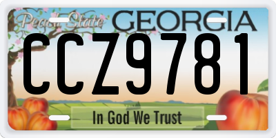 GA license plate CCZ9781