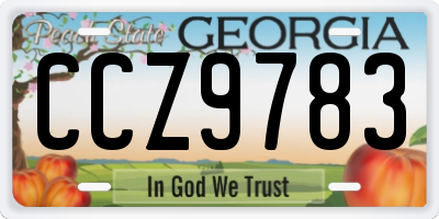 GA license plate CCZ9783