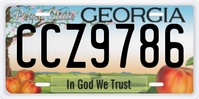 GA license plate CCZ9786
