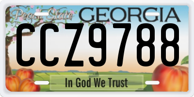 GA license plate CCZ9788